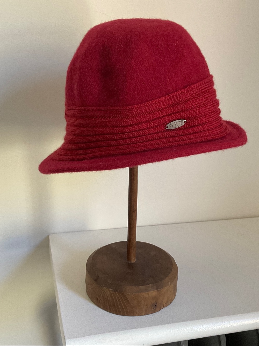Red Women's Wool Cloche Hat